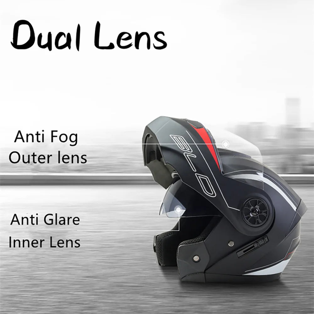 Bluetooth Motorcycle Full Face Helmet – Modular Flip-Up DOT Approved Helmet for Men & Women (Casco Moto)