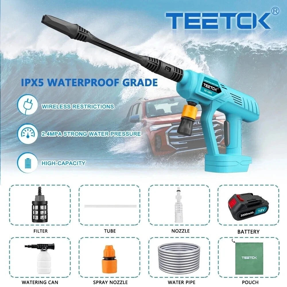 Cordless Pressure Washer Cleaner – Portable High Power Jet Washer with 2 Batteries & Charger