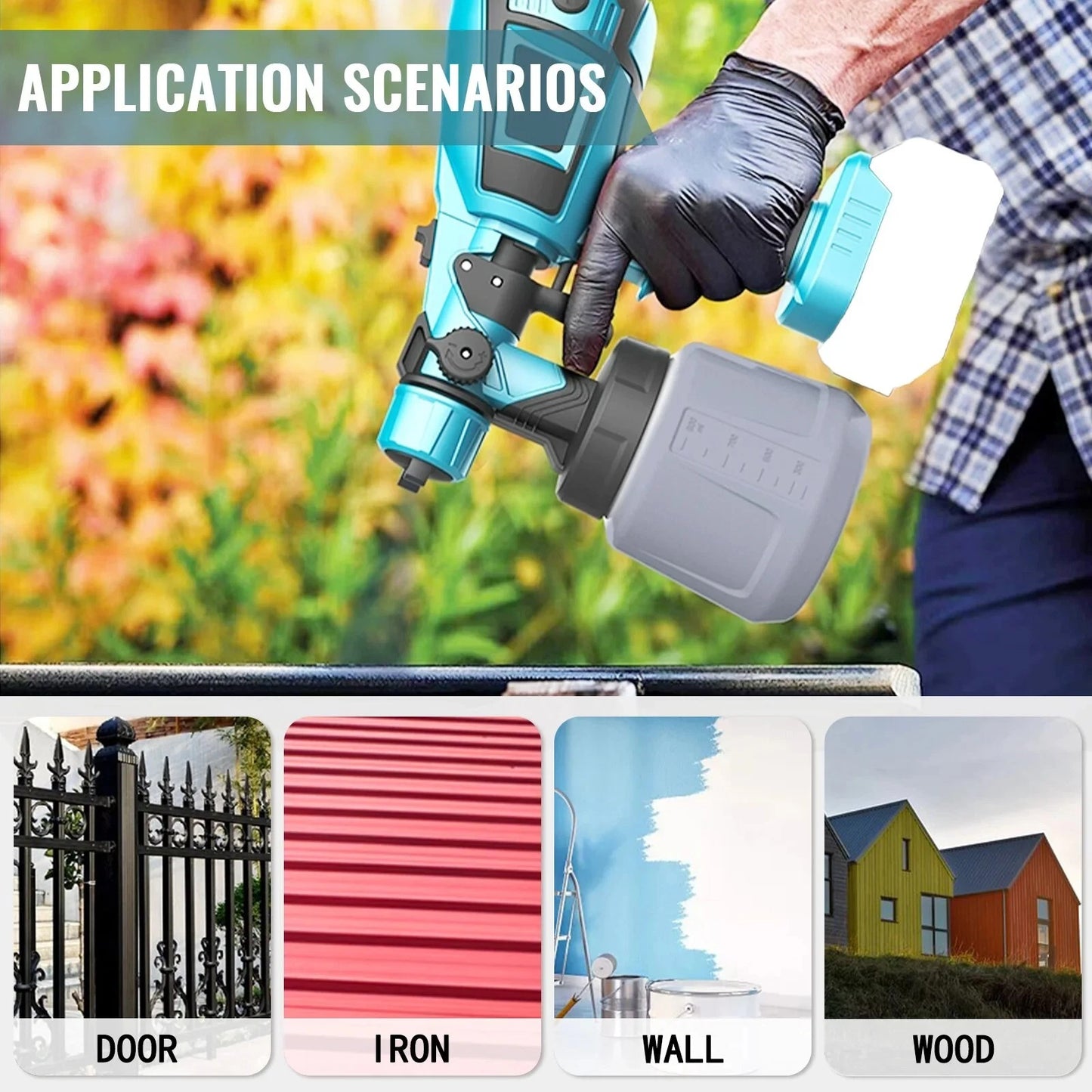 Cordless Paint Sprayer 1000ml – 200W HVLP with 3 Nozzles & Adjustable Spray Patterns