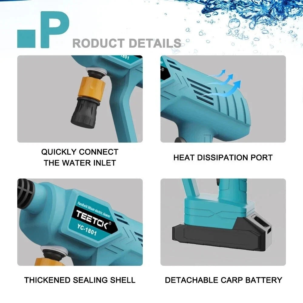 Cordless Pressure Washer Cleaner – Portable High Power Jet Washer with 2 Batteries & Charger