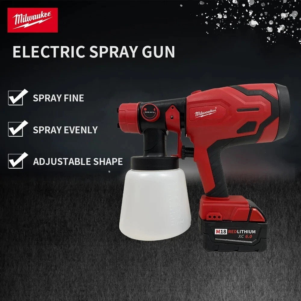 Milwaukee-Compatible 18V Cordless Electric Spray Gun – 800ML High-Power Paint Sprayer (Tool Only)