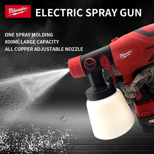 Milwaukee-Compatible 18V Cordless Electric Spray Gun – 800ML High-Power Paint Sprayer (Tool Only)