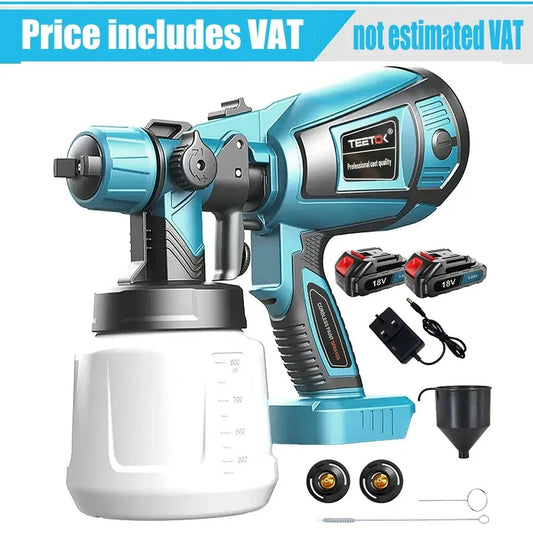 Cordless Paint Sprayer 1000ml – 200W HVLP with 3 Nozzles & Adjustable Spray Patterns