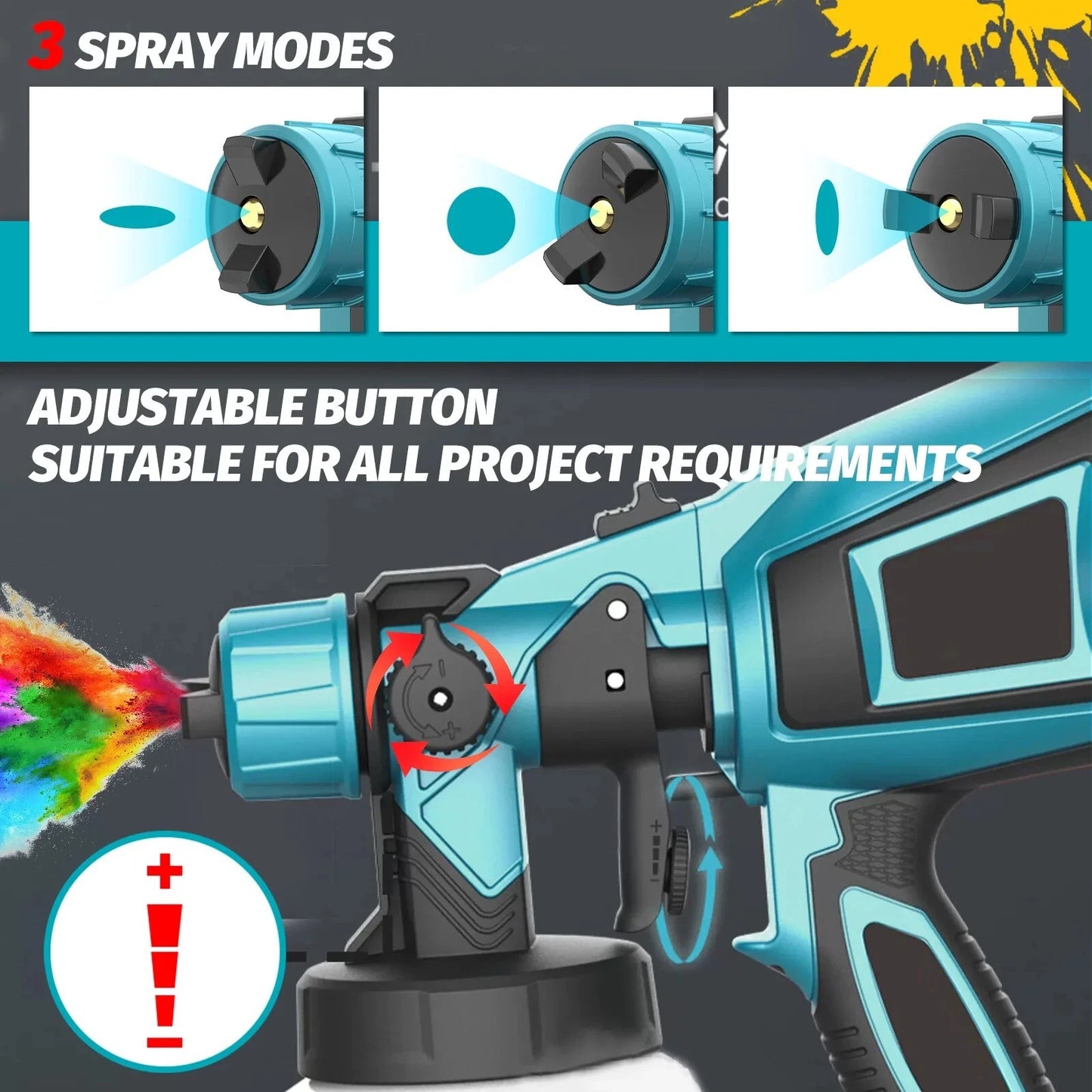 Cordless Paint Sprayer 1000ml – 200W HVLP with 3 Nozzles & Adjustable Spray Patterns